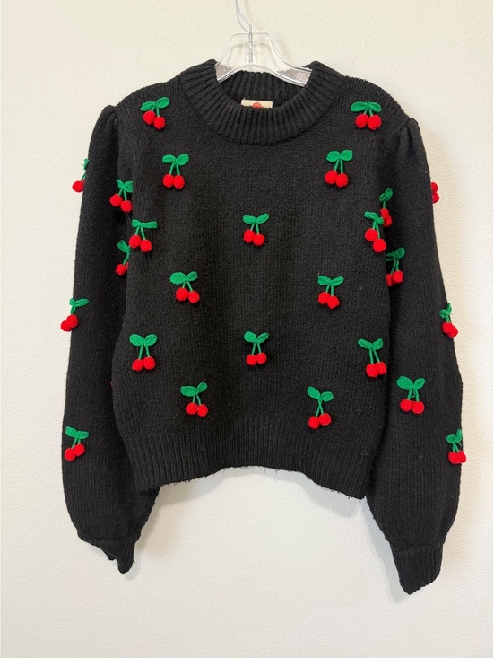 Farm Rio Sweaters - Farm Rio Crew Neck Long Sleeve Pom-Pom Pullover Sweater Women's Size M